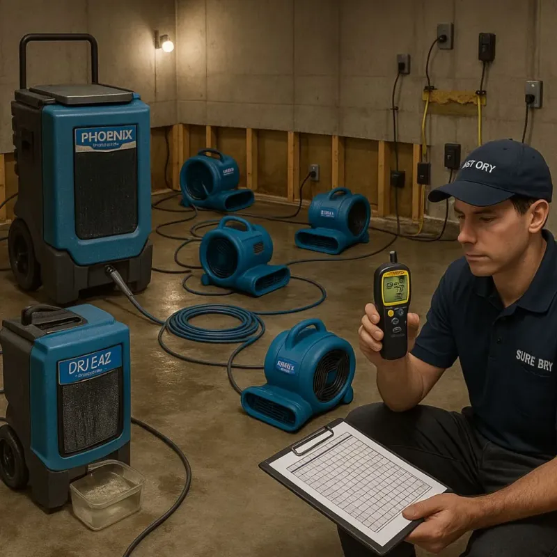Structural Drying and Dehumidification process in Peabody, KS
